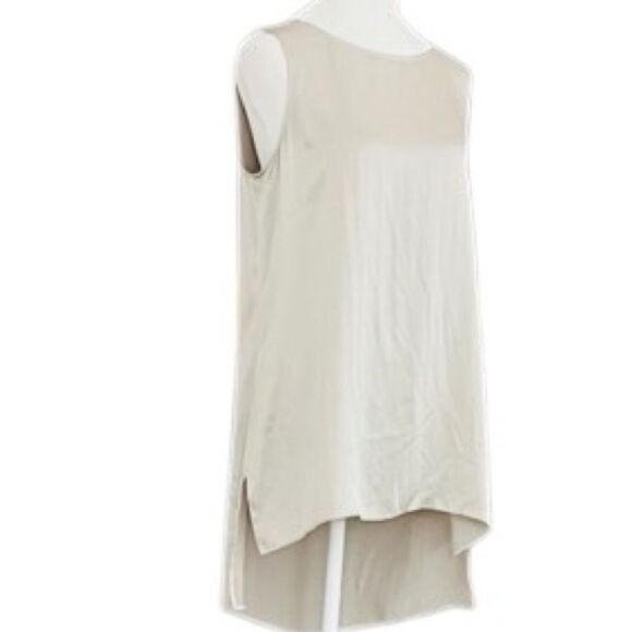 Eileen Fisher Silk Georgette Crepe Long Sleeveless Shell Tank Grey sz Small. - Picture 4 of 9